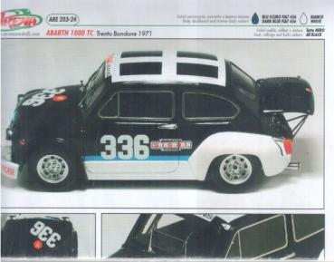 Decal Abarth 1000 TC - Trento Bondone 1971 #336, 1/24, Arena Modelli 203-24