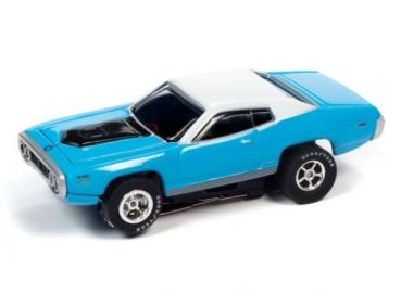 Preview: 1971 Plymouth Road Runner *Flamethrower X Traction Release 33*, blue, 1/64, Autoworld SC366D