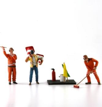 Figur - Streckenposten Set 2 3 Figuren u.Zubehör, LeMans Miniatures FLMCO132003M