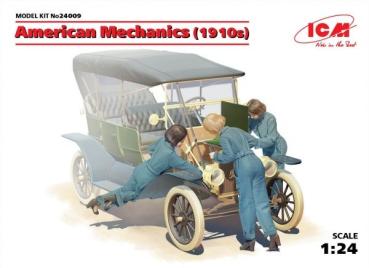 1910 American Mechanics, 3 Figuren, Plastic Modelkit, 1/24, ICM24009