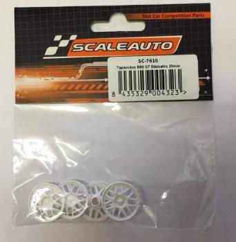 Felgeneinsuetze BBS-Racing schwarz, 20mm Plastic m.zusuetzlichen Bremscheiben, ScaleAuto 7610