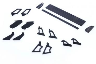 Heckspoiler-Set Leichtbau Universal B; 69,5mm breit Carbon m.flexiblen Halterungen f.Slotcars 1:24, ScaleAuto 7916B
