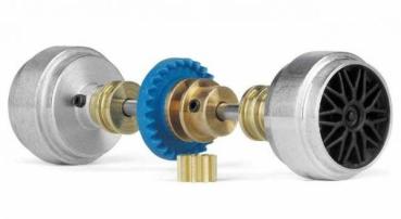 Hinterradachse Tuning Inliner, Zahnrad 9Z/26Z u. DM 17,3x9,75mm Alufelgen f.Carrera Fahrzeuge, SlotIt SIKK03