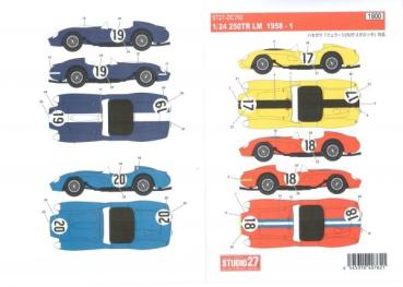 250TR, LM 1958 - #17, #18, #19, 1/24 Decal, Studio27 DC762
