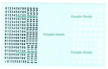 Virages Decal Zahlen weiss und schwarz, Startnummernfelder rund, 1/87, VIR346