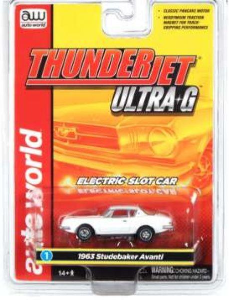 1963 Studebaker Avanti *Thunderjet Ultra G* Release 34, white, 1/64, Auto World SC367-1w