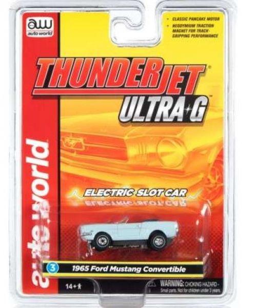 1965 Ford Mustang Convertible *Thunderjet Ultra G* Release 34, light blue, 1/64, Auto World SC367-3b