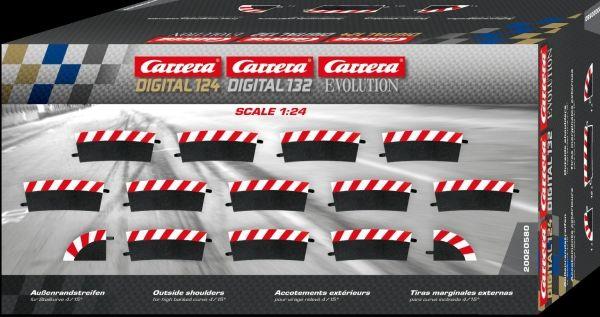 Aussenrandstreifen fuer Steilkurve 4/15ue (12), Endstuecke (2), Carrera 20020580