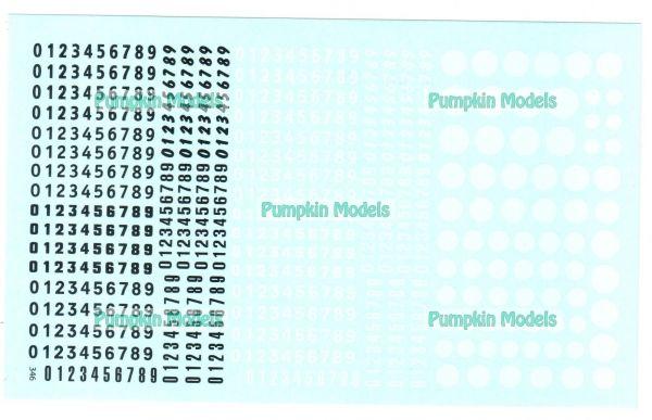 Virages Decal Zahlen weiss und schwarz, Startnummernfelder rund, 1/87, VIR346