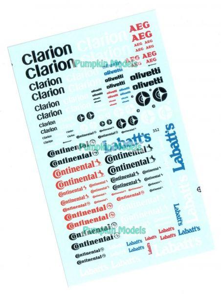 Virages Decal Clarion, AEG, Olivetti, Continental, Labatt's, 1/43 - 1/18, VIR352